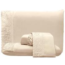 Jogo Cama Lençol Casal Top Line 4 Peças Palha 100% Poliéster