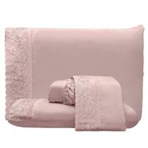 Jogo Cama Lençol Casal Top Line 4 Peças Rosê 100% Poliéster
