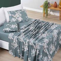 Jogo Cama Lençol Celi Casal Padrão Micropercal 200 Fios 4 Peças - Verde Floral Jogo Cama Lençol Celi Casal Padrão Micropercal 200 Fios 4 Peças - Verde Floral