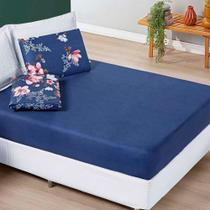 Jogo Cama Lençol Celi Solteiro Micropercal 200 Fios 2 Peças - Azul Marinho Floral Jogo Cama Lençol Celi Solteiro Micropercal 200 Fios 2 Peças - Azul Marinho Floral