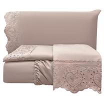 Jogo Cama Lençol Detail Casal Padrão Bordado Guipir Bordado