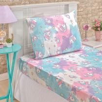 Jogo Cama Lençol Diverkids Solteiro Infantil Malha Soft Algodão 2 Peças - Unicórnio Rosa Azul Jogo Cama Lençol Diverkids Solteiro Infantil Malha Soft Algodão 2 Peças - Unicórnio Rosa Azul