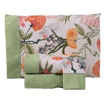Jogo Cama Lençol Encanto Casal Padrão Percal 180 Fios C/ Ponto Palito 4 Peças - Floral - Verde Jogo Cama Lençol Encanto Casal Padrão Percal 180 Fios C/ Ponto Palito 4 Peças - Floral - Verde