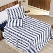 Jogo Cama Lençol Estilo King 100% Algodão 4 Peças - Marinho - 100% Algodão
