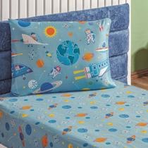 Jogo Cama Lençol Fantasy Solteiro Infantil Microfibra 2 Peças - Astronauta - Azul Jogo Cama Lençol Fantasy Solteiro Infantil Microfibra 2 Peças - Astronauta - Azul