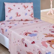 Jogo Cama Lençol Fantasy Solteiro Infantil Microfibra 3 Peças - Unicórnio - Rosê Jogo Cama Lençol Fantasy Solteiro Infantil Microfibra 3 Peças - Unicórnio - Rosê