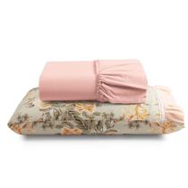 Jogo Cama Lençol Fiore Solteiro Estampado 180 Fios 100% Algodão com Babadinho 2 Peças Salmão Floral Jogo Cama Lençol Fiore Solteiro Estampado 180 Fios 100% Algodão com Babadinho 2 Peças Salmão Floral