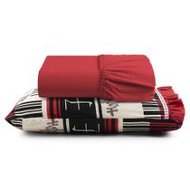 Jogo Cama Lençol Fiore Solteiro Estampado 180 Fios 100% Algodão com Babadinho 2 Peças Vermelho Oriental Japonês