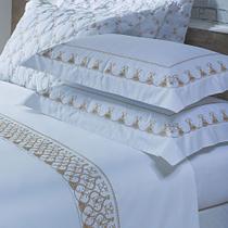 Jogo Cama Lençol Garland King Bordado Acetinado Branco