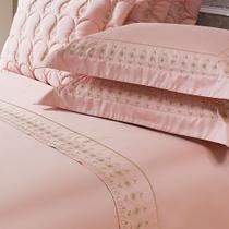 Jogo Cama Lençol Garland Queen Bordado 100% Algodão Acetinado 400 Fios 4 Peças - Rosê