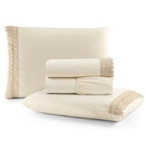Jogo Cama Lençol Haia Casal Padrão Percal 200 Fios Algodão Guipir Bordado Inglês 4 Peças - Palha Jogo Cama Lençol Haia Casal Padrão Percal 200 Fios Algodão Guipir Bordado Inglês 4 Peças - Palha