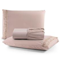 Jogo Cama Lençol Haia Queen Percal 200 Fios 100% Algodão Guipir Bordado Inglês 3 Peças - Avelã Jogo Cama Lençol Haia Queen Percal 200 Fios 100% Algodão Guipir Bordado Inglês 3 Peças - Avelã