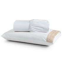Jogo Cama Lençol Haia Solteiro Percal 200 Fios 100% Algodão Guipir Bordado Inglês 2 Peças - Branco Jogo Cama Lençol Haia Solteiro Percal 200 Fios 100% Algodão Guipir Bordado Inglês 2 Peças - Branco