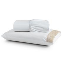 Jogo Cama Lençol Haia Solteiro Percal 200 Fios Algodão Guipir Bordado Inglês 2 Peças - Branco Jogo Cama Lençol Haia Solteiro Percal 200 Fios Algodão Guipir Bordado Inglês 2 Peças - Branco