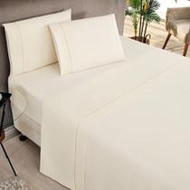 Jogo Cama Lençol Home Basic Casal 180 Fios C/ Ponto Palito 4 Peças - Palha