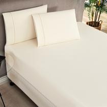 Jogo Cama Lençol Home Basic Queen 180 Fios c/ Ponto Palito 3 Peças - Palha