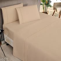 Jogo Cama Lençol Home Basic Queen 180 Fios c/ Ponto Palito 4 Peças - Bege