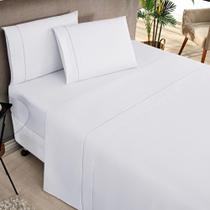 Jogo Cama Lençol Home Basic Solteiro 180 Fios C/ Ponto Palito 3 Peças - Branco