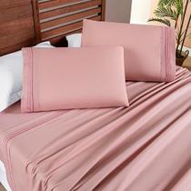 Jogo Cama Lençol Honore King Micro Percal 200 Fios C/ Detalhes Bordados 4 Peças - Sal Rosa Jogo Cama Lençol Honore King Micro Percal 200 Fios C/ Detalhes Bordados 4 Peças - Sal Rosa