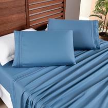 Jogo Cama Lençol Honore Queen Micro Percal 200 Fios C/ Detalhes Bordados 4 Peças - Azul Ice Blue Jogo Cama Lençol Honore Queen Micro Percal 200 Fios C/ Detalhes Bordados 4 Peças - Azul Ice Blue