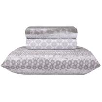 Jogo Cama Lençol King 180 Fios Sonhare Gabao Cinza