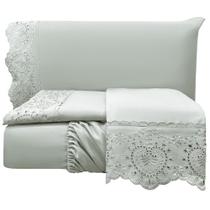 Jogo Cama Lençol King Nupcial Percal 300 Fios 4 Peças Cinza