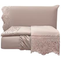 Jogo Cama Lençol King Nupcial Percal 300 Fios 4 Peças - Rosê