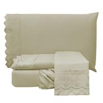Jogo Cama Lençol Loren Queen Bordado Inglês Micro Percal 300 Fios 4 Peças - Fendi Jogo Cama Lençol Loren Queen Bordado Inglês Micro Percal 300 Fios 4 Peças - Fendi