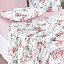 Jogo Cama Lençol Maris Casal Percalle 4Pçs Hortênsia Salmão Jogo Cama Lençol Maris Casal Percalle 4Pçs Hortênsia Salmão
