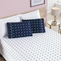 Jogo Cama Lençol Meggy Poá Casal Padrão Bolinhas Micropercal 200 Fios 3 Peças - Azul Marinho Jogo Cama Lençol Meggy Poá Casal Padrão Bolinhas Micropercal 200 Fios 3 Peças - Azul Marinho