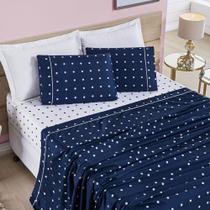 Jogo Cama Lençol Meggy Poá Solteiro Bolinhas Micropercal 200 Fios 3 Peças - Azul Marinho Jogo Cama Lençol Meggy Poá Solteiro Bolinhas Micropercal 200 Fios 3 Peças - Azul Marinho