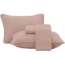 Jogo Cama Lençol Queen Malha Bbc Textil Rose