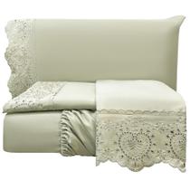 Jogo Cama Lençol Queen Nupcial Percal 300 Fios 4 Peças Bege