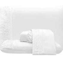 Jogo Cama Lençol Queen Top Line 4 Peças Branco 100%