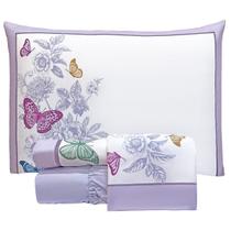 Jogo Cama Lençol Santorini Queen Estampapd Percal 300 Fios 4 Peças Borboletas Lilás