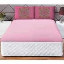 Jogo Cama Lençol Shine Casal 3Pçs Mandala Rosa