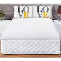 Jogo Cama Lençol Shine Queen Microfibra 180 Fios 3 Peças - Love Branco