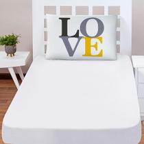 Jogo Cama Lençol Shine Solteiro 2Pçs Love Branco