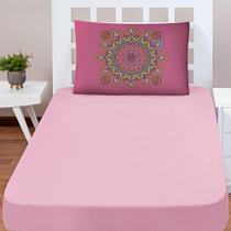 Jogo Cama Lençol Shine Solteiro 2Pçs Mandala Rosa