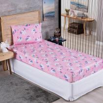 Jogo Cama Lençol Solteiro Alegria 2 Peças Unicórnio Top 100%