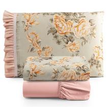 Jogo Cama Lençol Solteiro Minuano 100% Algodão 3 Peças Rosê