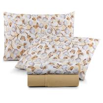 Jogo Cama Lençol Sonho Bom Queen Em Malha 4 Peças Caqui 100%