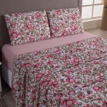 Jogo Cama Lençol Sonnet Solteiro Malha Estampada 100% Algodão 3 Peças - Flores - Rosê Jogo Cama Lençol Sonnet Solteiro Malha Estampada 100% Algodão 3 Peças - Flores - Rosê