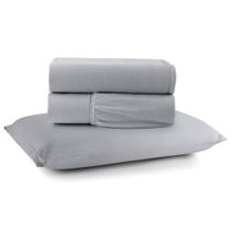 Jogo Cama Lençol Sonnet Solteiro Malha Lisa 100% Algodão Macio 3 Peças - Cinza
