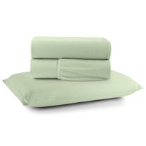 Jogo Cama Lençol Sonnet Solteiro Malha Lisa 100% Algodão Macio 3 Peças - Verde Claro
