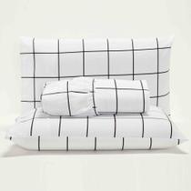 Jogo Cama Lençol Square Queen Quadriculado Percal 180 Fios 3 Peças - Branco Jogo Cama Lençol Square Queen Quadriculado Percal 180 Fios 3 Peças - Branco