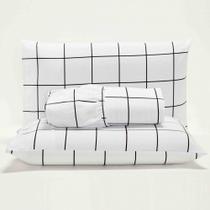Jogo Cama Lençol Square Solteiro Quadriculado 2 Peças Branco Jogo Cama Lençol Square Solteiro Quadriculado 2 Peças Branco