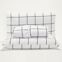 Jogo Cama Lençol Square Solteiro Quadriculado Percal 180 Fios 2 Peças - Branco Jogo Cama Lençol Square Solteiro Quadriculado Percal 180 Fios 2 Peças - Branco