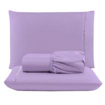 Jogo Cama Lençol Unique Casal Padrão Micro Percal 400 Fios Ponto Palito 3 Peças - Lilás