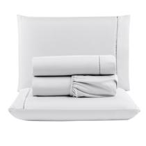 Jogo Cama Lençol Unique Casal Padrão Micro Percal 400 Fios Ponto Palito 4 Peças - Branco